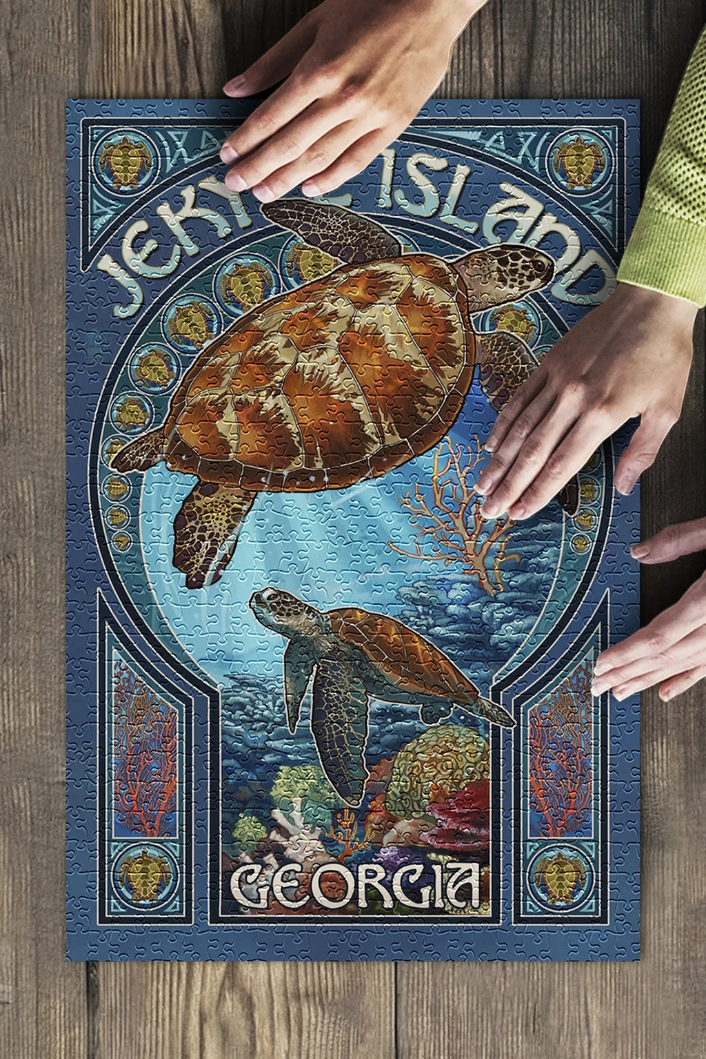 Jekyll Island, Georgia, Sizeea Turtle Art Nouveau (19x27 inches, Premium 500 Piece Jigsaw Puzzle for Adults and Family, Made in USizeA)