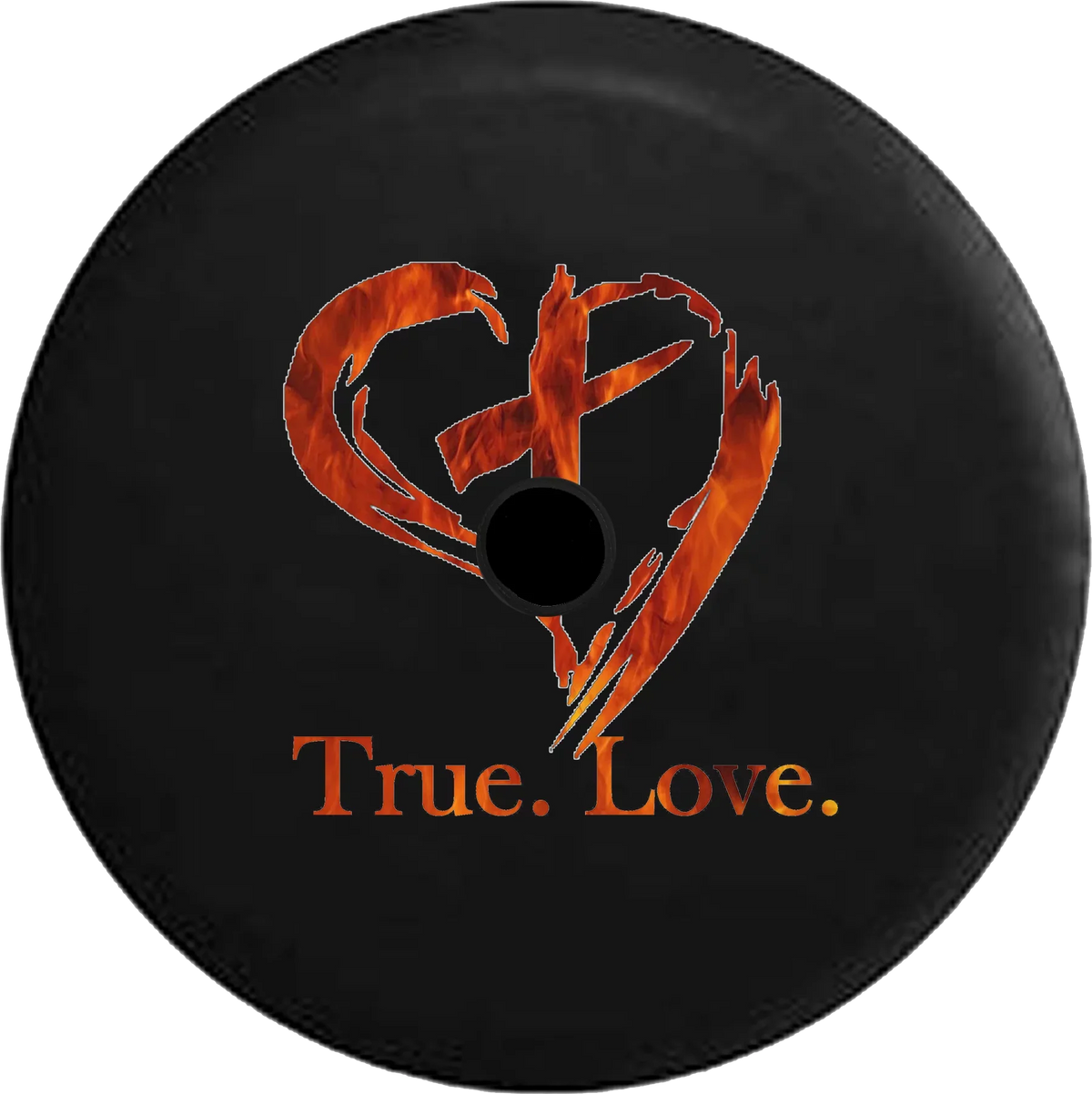 2018 2019 Wrangler JL Backup Camera True Love Christian Cross in Heart Flames Fire God Sizepare Tire Cover for Jeep RV 32 Inch