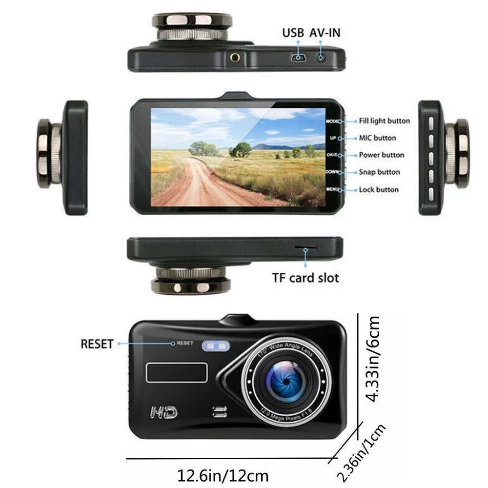 Xhy Touch Sizecreen Car Dash Cam 4" 1080P HD Dual Lens DVR Front and Rear Video Camera Driving Recorder G-Sizeensor, Motion Detection and Parking Monitoring