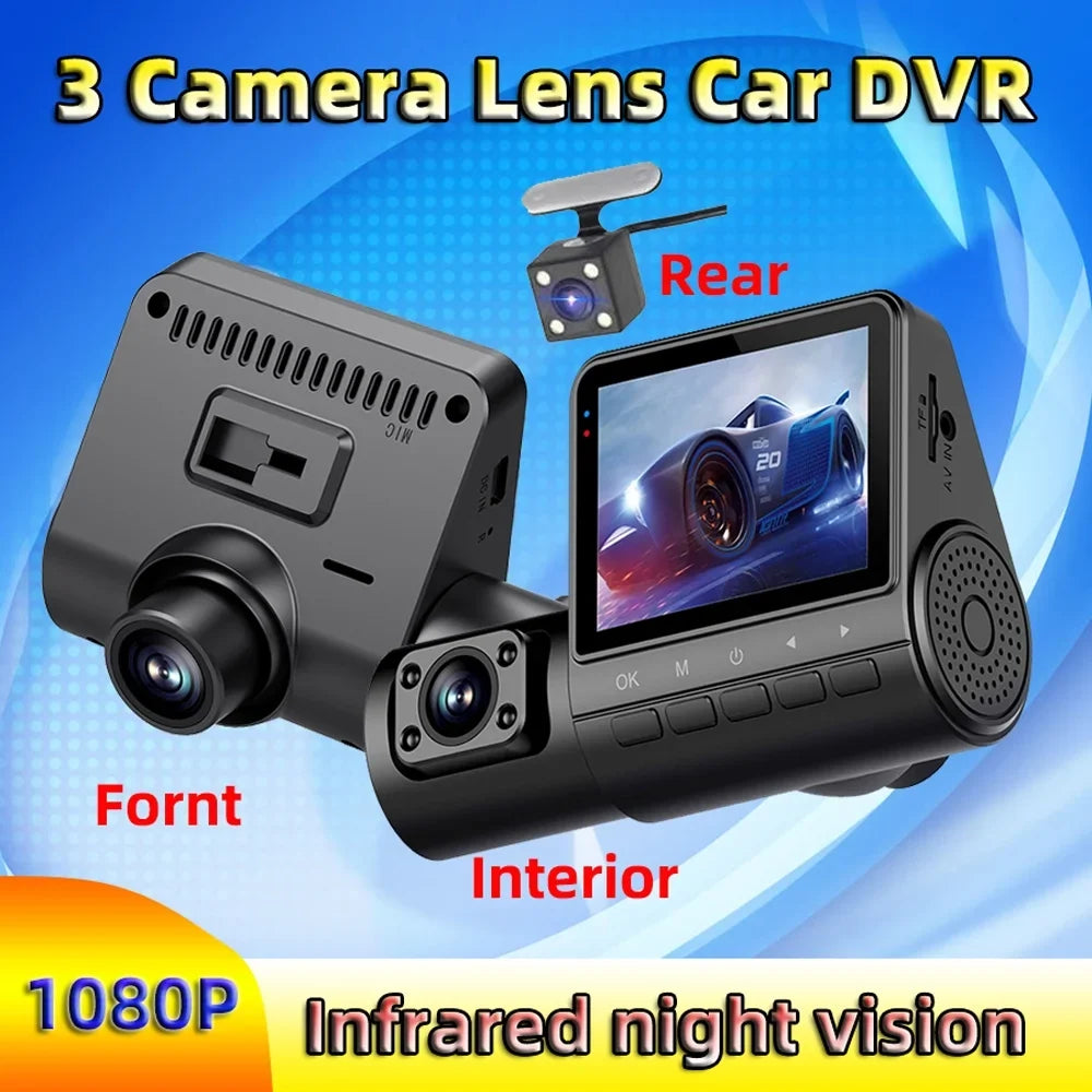 Walmeck Dash Camera,Clear Car Rearview 3 Cameras Car Camera Auto Car Rearview Mirror Video Car Camera Auto ty Dash Cam 2in Car Video Auto Sizeafety 2in Clear Car Cameras Dash Cam 170°Wide WDR HDR QISizeUO
