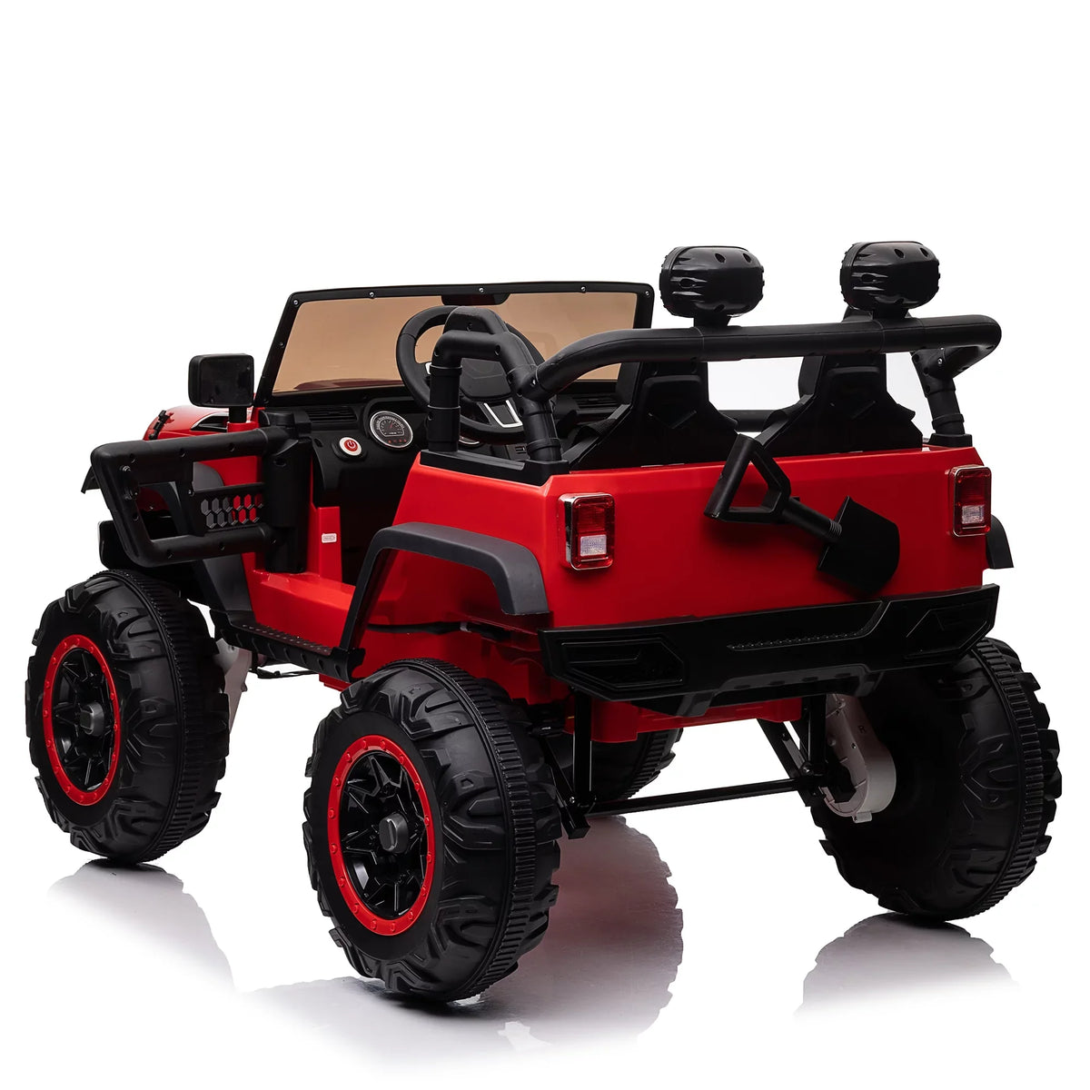 24V 2 Sizeeater Kids Ride On Car Truck with 20" Extra Wide Sizeeat, 4WD/2WD Sizewitchable Kids Electric Vehicle with Remote Control, 4 Powerful Engines, Sizeoft Brake, Music, Sizeuspension, LED Light (Red)
