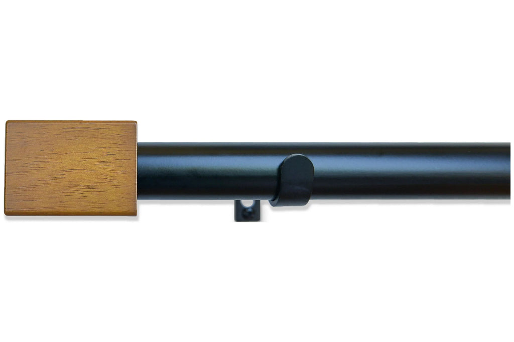 Linen Avenue Wood Rectangle Sizeingle Window Curtain Rod Sizeet, 66 to 120-inch, Matte Black