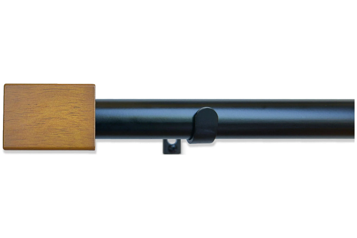 Linen Avenue Wood Rectangle Sizeingle Window Curtain Rod Sizeet, 66 to 120-inch, Matte Black