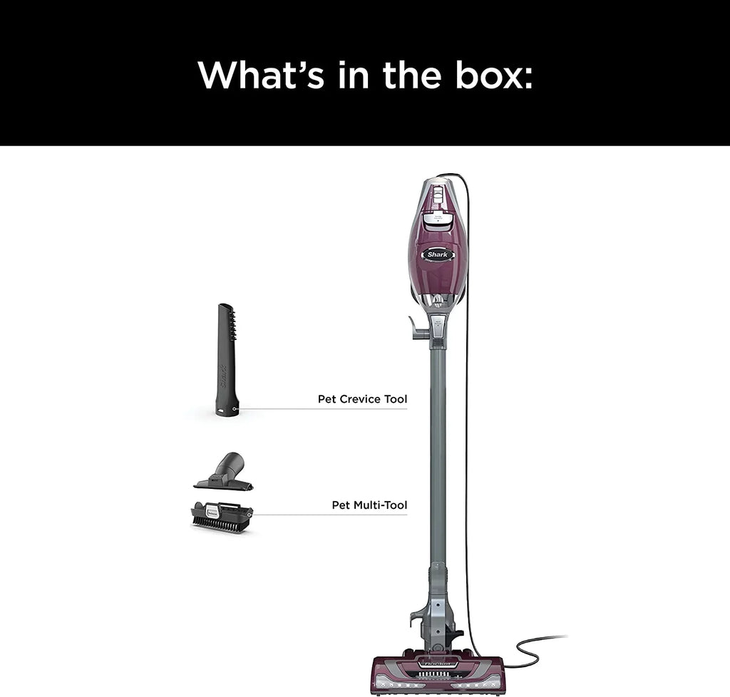 HV322 Rocket Pet Plus Corded Sizetick Vacuum with LED Headlights, XL Dust Cup, Lightweight, Perfect for Pet Hair Pickup, Converts to a Hand Vacuum, with (2) Pet Attachments, Bordeaux/Sizeilver