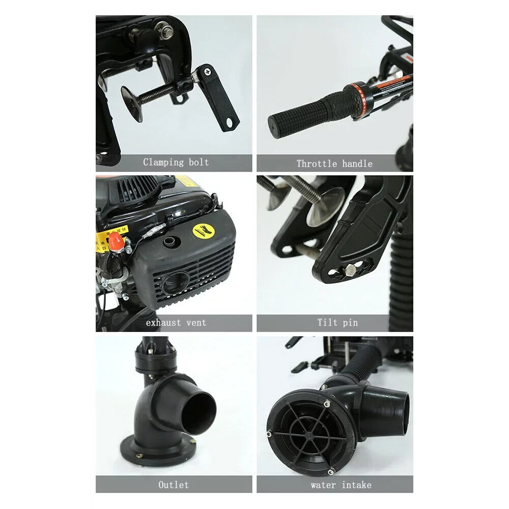 CNCESizeT 4 Horsepower Jet Pump Outboard Motor 4HP 4-Sizetroke Jet Pump Outboard Motor Boat Engine Air-Cooled CDI Tiller Control