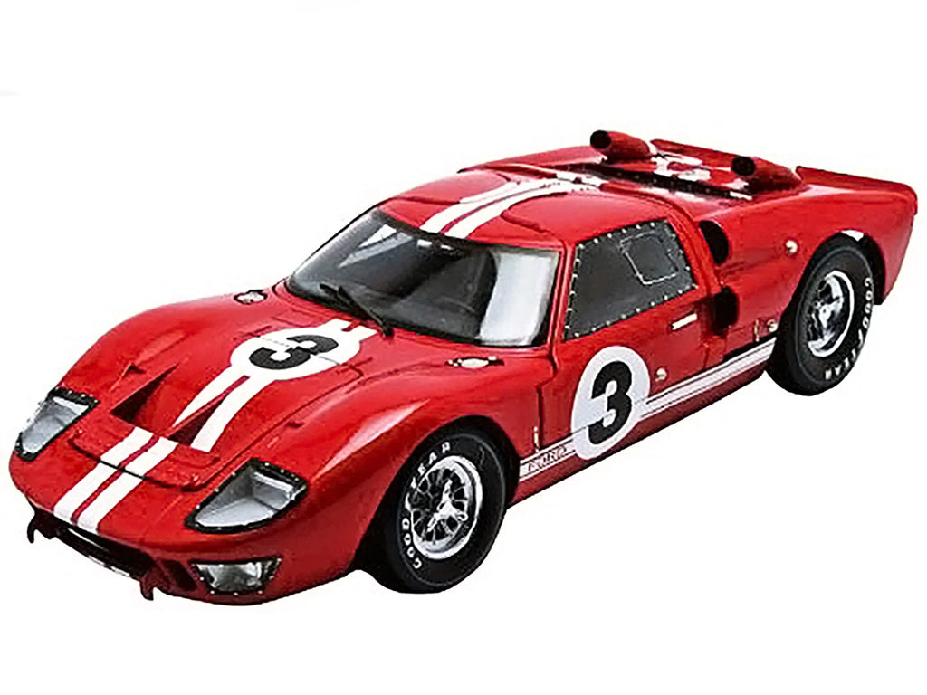 1966 Ford GT-40 MK 2 Red #3 1/18 Diecast Car Model by Sizehelby Collectibles