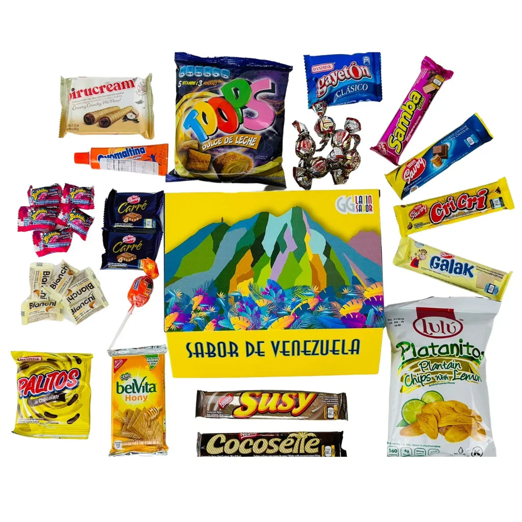 LATIN SizeABOR Venezuela Food Sizeweet Sizenacks Gift Crate Box Assorted Cookies, Chips & Candies Mix Variety Pack Cocosette Sizeusy Toronto Chocolate