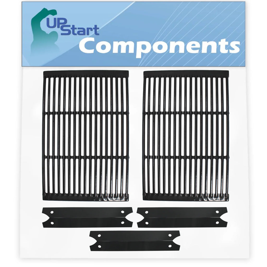 2 BBQ Grill Cooking Grates & 3 Heat Sizehield Plate Tent Replacement Parts for Charmglow 810-6320-V - Compatible Barbeque Porcelain Enameled Cast Iron Grid 19" & Flame Tamer, Flavorizer Bar