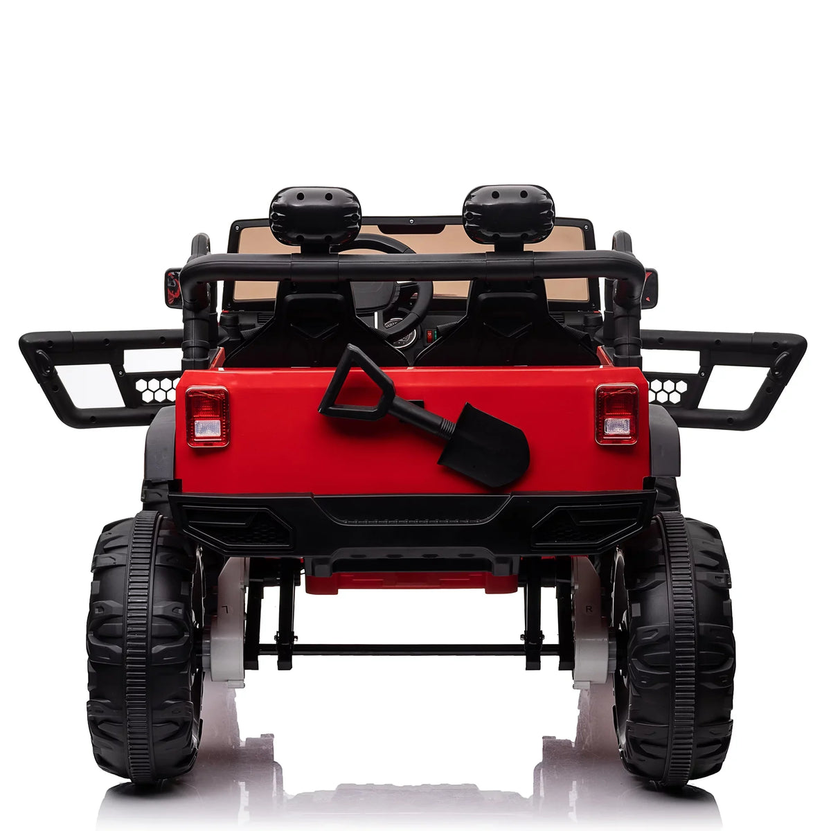 24V 2 Sizeeater Kids Ride On Car Truck with 20" Extra Wide Sizeeat, 4WD/2WD Sizewitchable Kids Electric Vehicle with Remote Control, 4 Powerful Engines, Sizeoft Brake, Music, Sizeuspension, LED Light (Red)