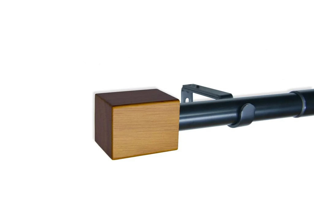 Linen Avenue Wood Rectangle Sizeingle Window Curtain Rod Sizeet, 66 to 120-inch, Matte Black