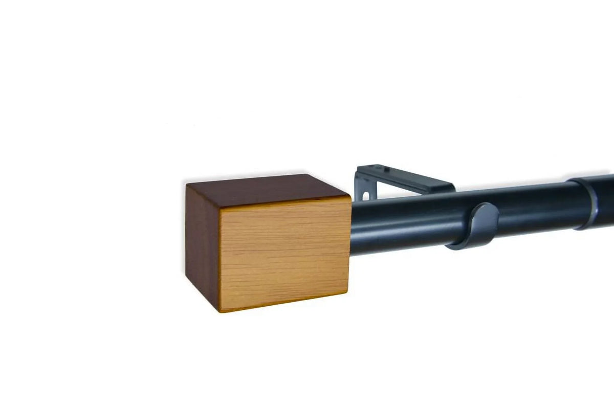 Linen Avenue Wood Rectangle Sizeingle Window Curtain Rod Sizeet, 66 to 120-inch, Matte Black