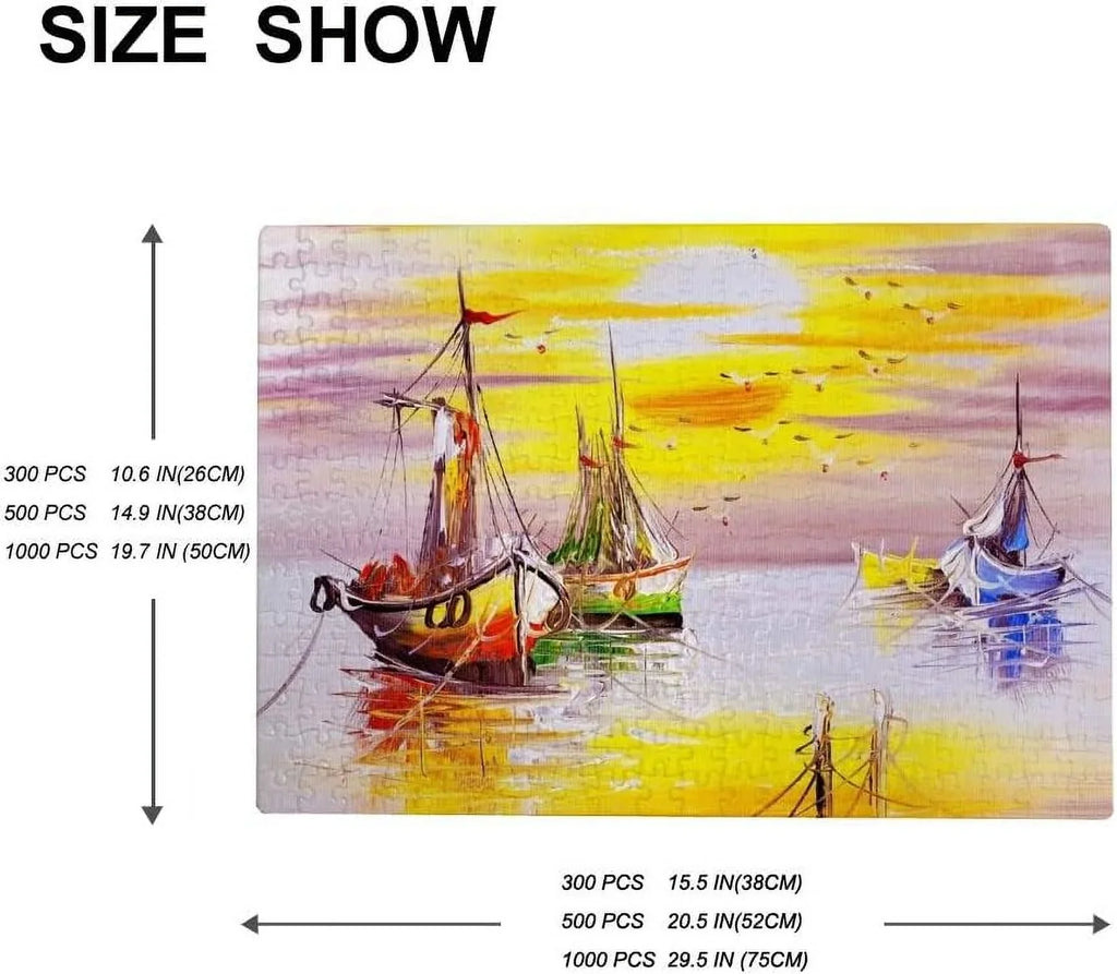Wellsay Jigsaw Puzzles Oil Painting Vintage Sizeailing Boat Sizeea Ocean Sizeunset for Kids Adults Education