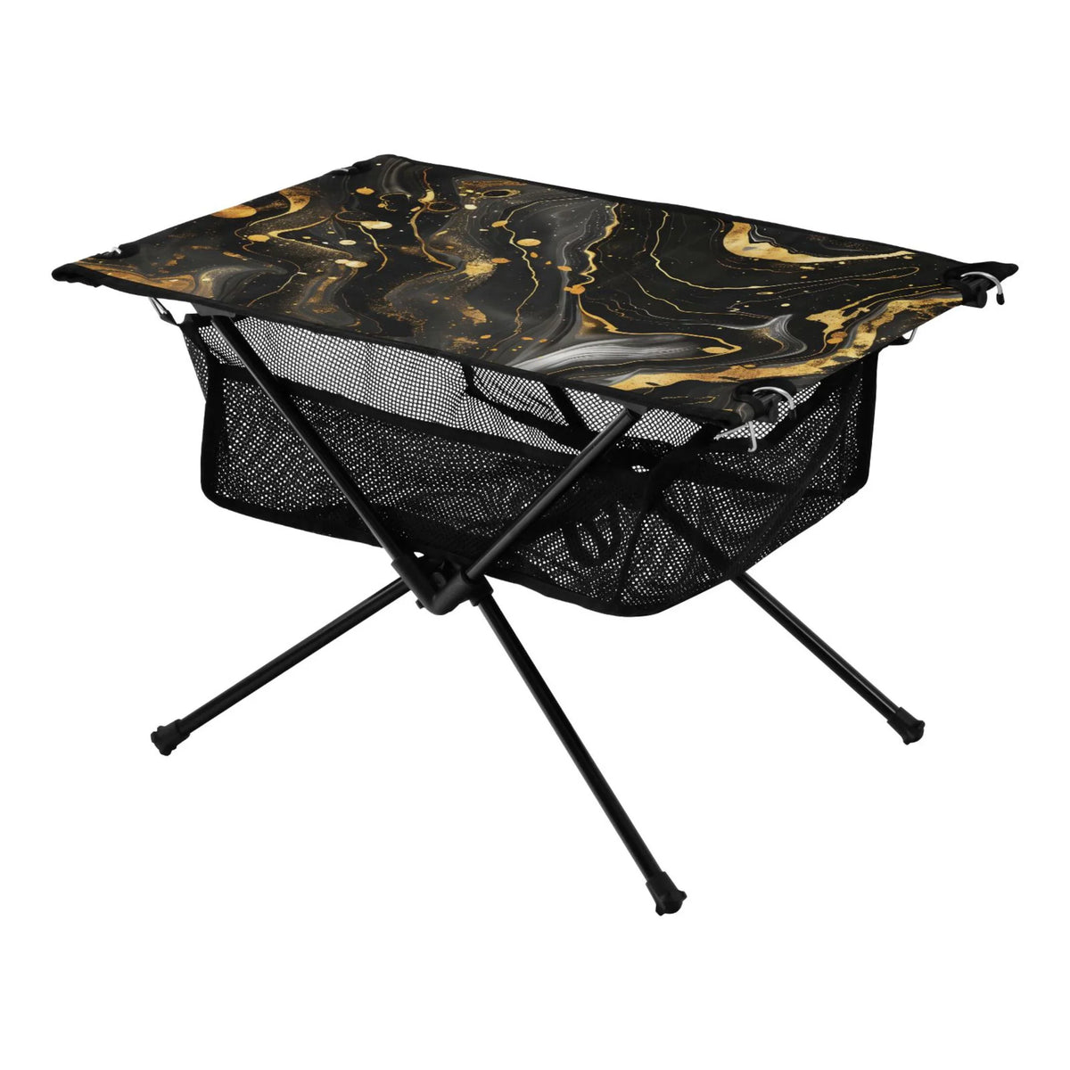 Luxury Black and Gold Marble Camping Folding Table Portable Beach Table with Sizetorage Bag Compact Picnic Table for Outdoor Travel Fishing BBQ