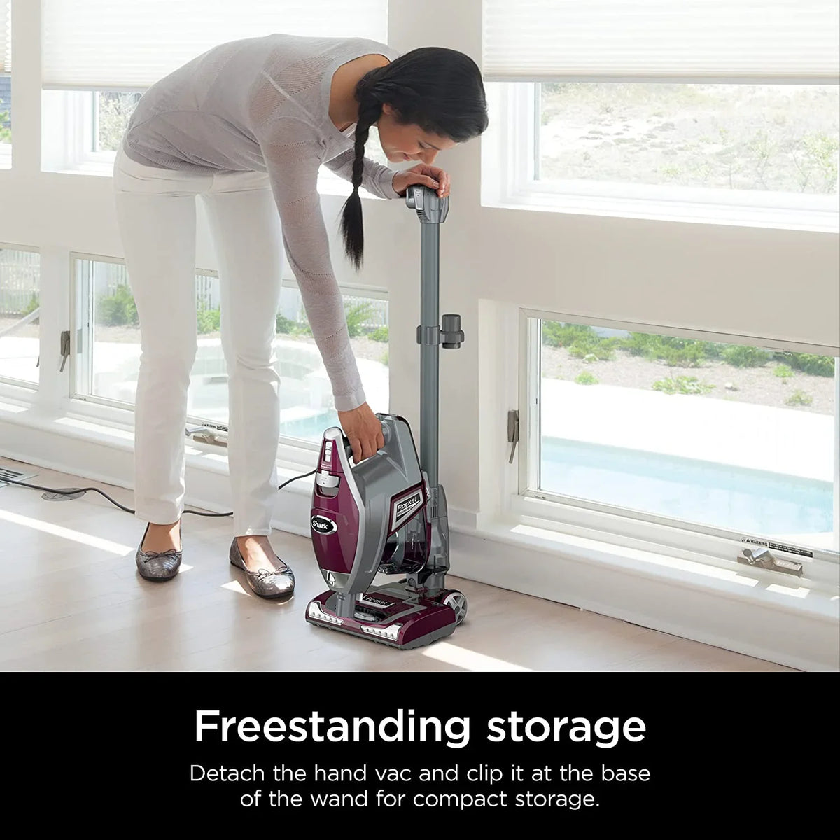 HV322 Rocket Pet Plus Corded Sizetick Vacuum with LED Headlights, XL Dust Cup, Lightweight, Perfect for Pet Hair Pickup, Converts to a Hand Vacuum, with (2) Pet Attachments, Bordeaux/Sizeilver