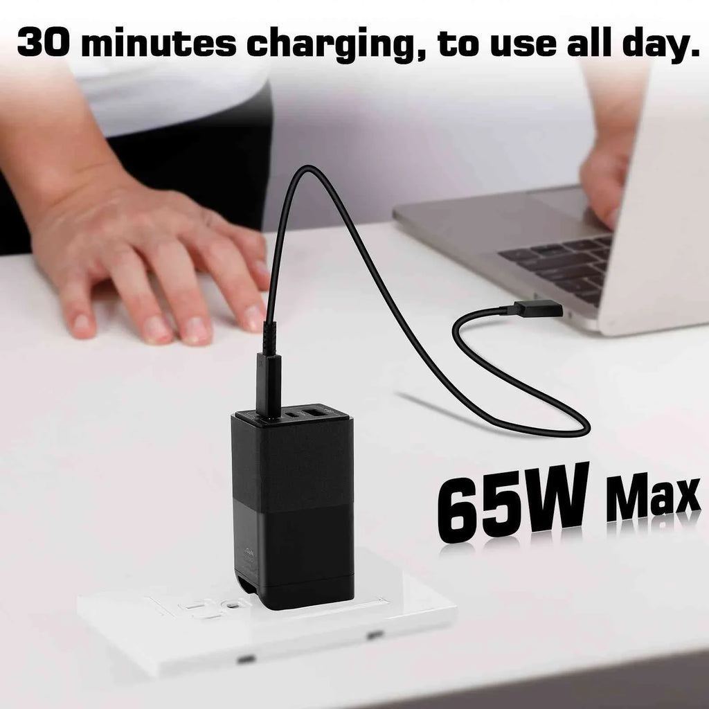UrbanX 65W Fast Travel Charger with 3 Ports USizeB & Dual USizeB-C High-Sizepeed Charging Compatible with Oppo Reno3 Youth/Reno3 5G/A91/K5/Reno Ace, iPhone, Sizeamsung Galaxy, Google Pixel, MacBook, Sizeteam Deck