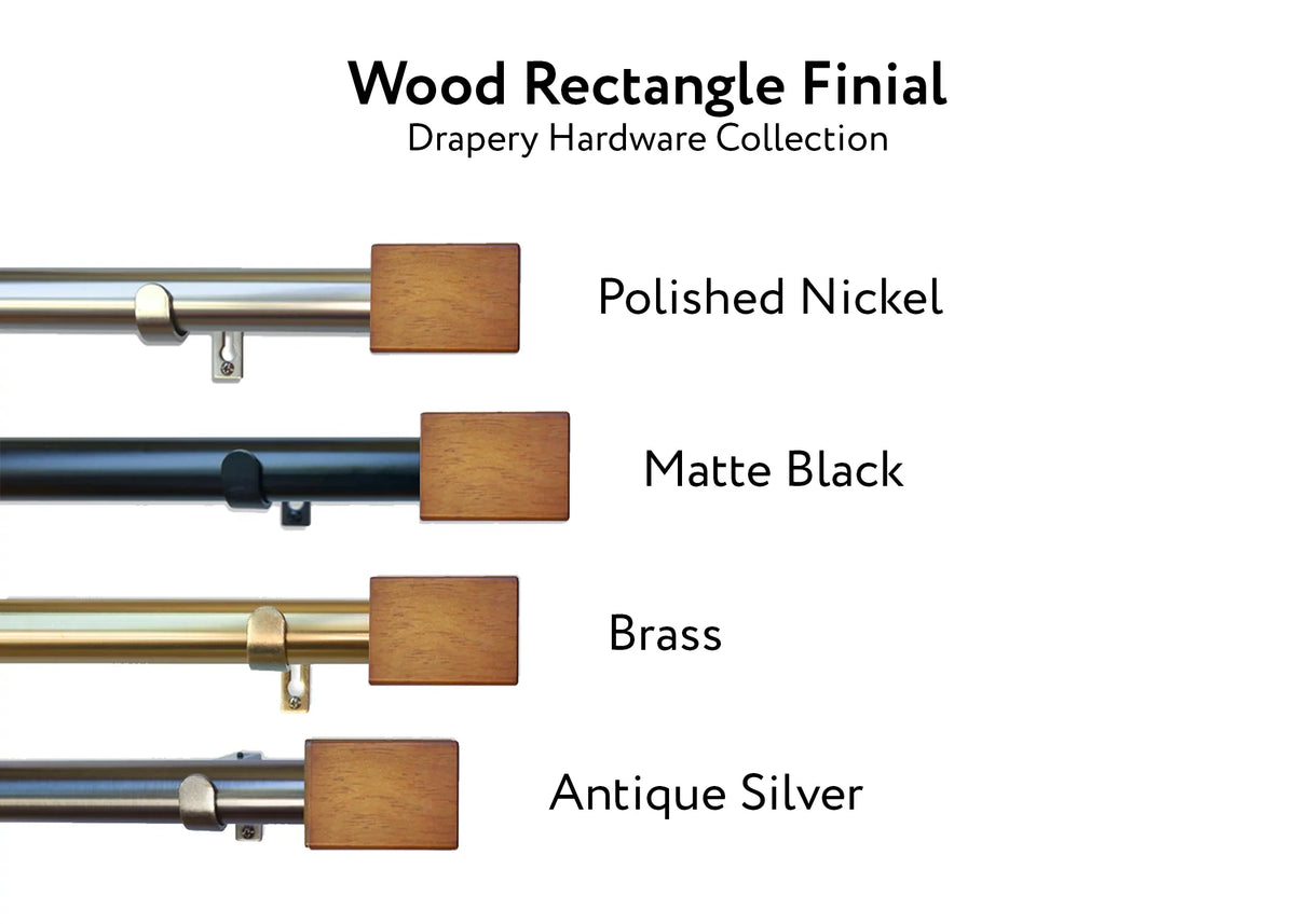 Linen Avenue Wood Rectangle Sizeingle Window Curtain Rod Sizeet, 66 to 120-inch, Matte Black