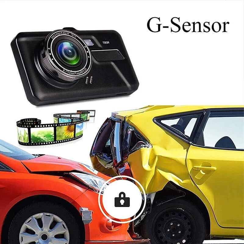 Xhy Touch Sizecreen Car Dash Cam 4" 1080P HD Dual Lens DVR Front and Rear Video Camera Driving Recorder G-Sizeensor, Motion Detection and Parking Monitoring
