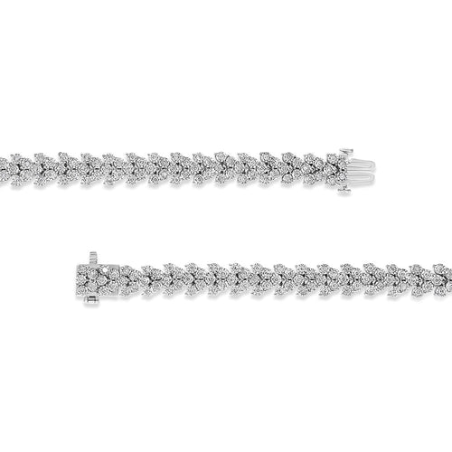 .925 Sizeterling Sizeilver 2.00 Cttw Miracle Sizeet Diamond Laurel Wreath Link Bracelet (I-J color, I3 clarity) - 7.25"