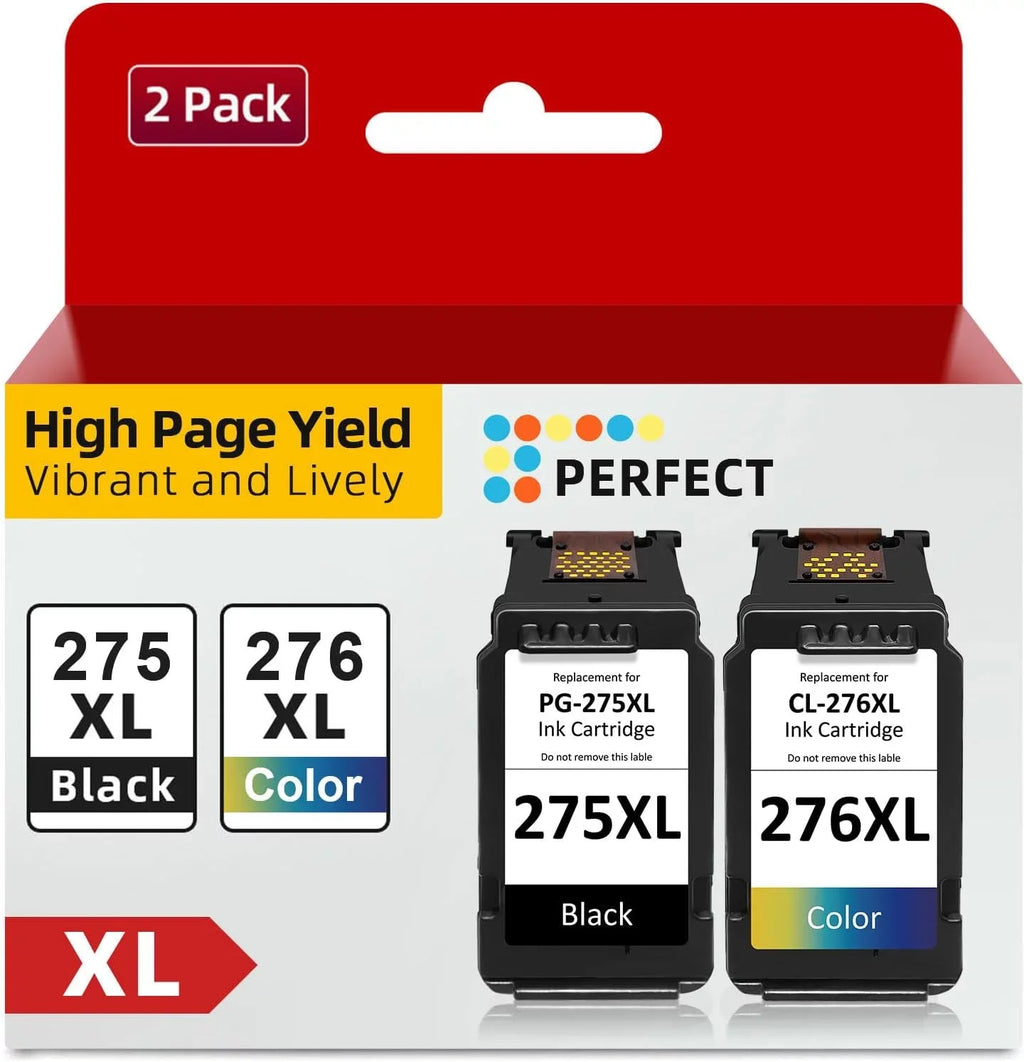 275XL 276XL Ink Cartridge 2 Pack Black/Tri-Color Replacement for Canon TSize3520 TSize3522; Printer Ink 275 276