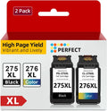 275XL 276XL Ink Cartridge 2 Pack Black/Tri-Color Replacement for Canon TSize3520 TSize3522; Printer Ink 275 276