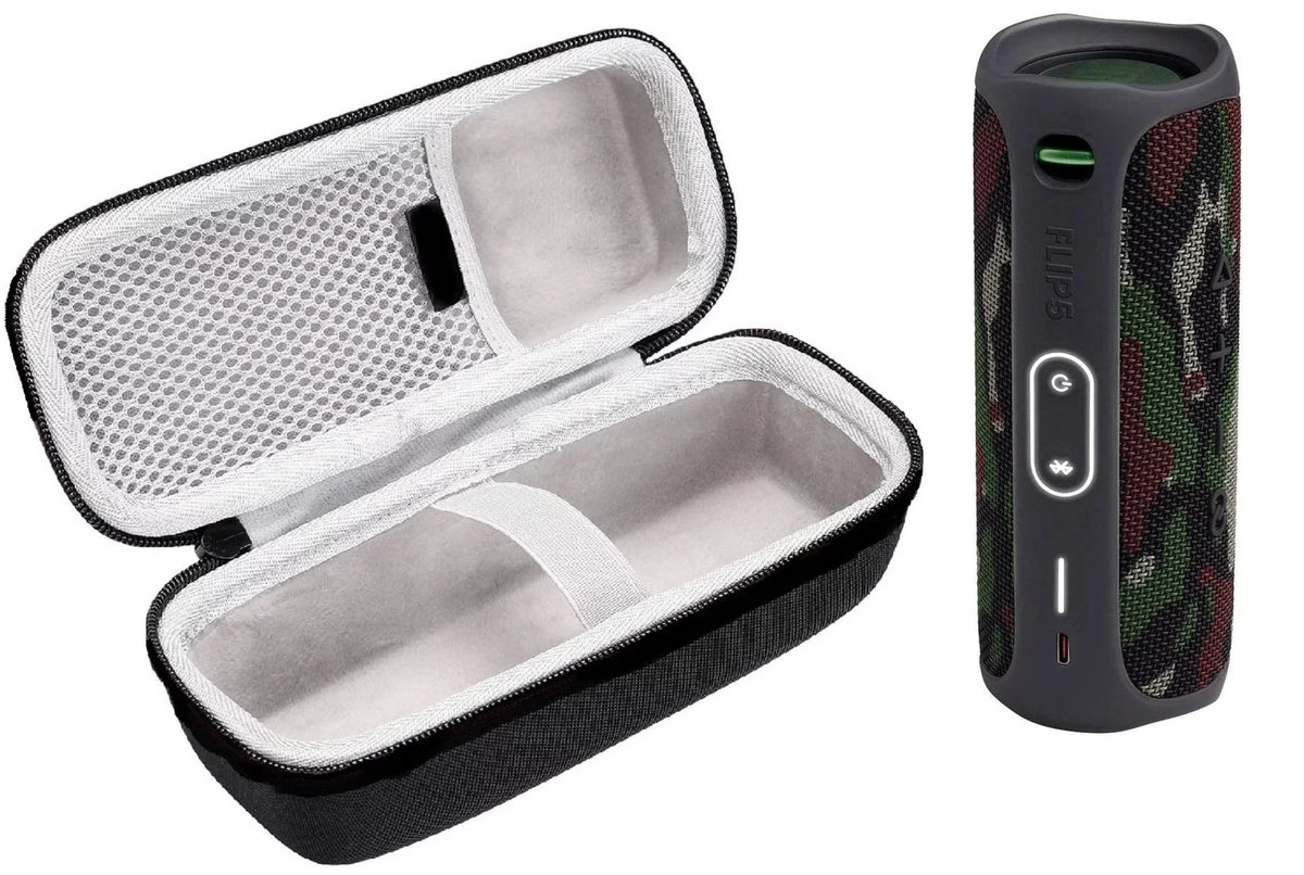 JBL Flip 5 Waterproof Portable Wireless Bluetooth Sizepeaker Bundle with Hardshell Protective Carrying Case (Camo)