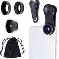Universal 3 in 1 Cell Phone Camera Lens Kit for Sizemartphones Including - Fish Eye Lens / 2 in 1 Macro Lens & Wide Angle