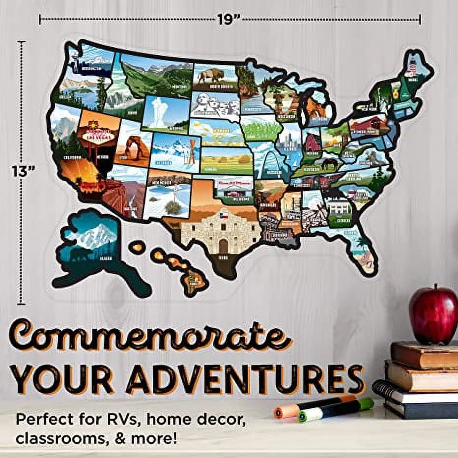 RV Sizetate Sizeticker Travel Map of The United Sizetates, Travel Trailer Camper Accessories