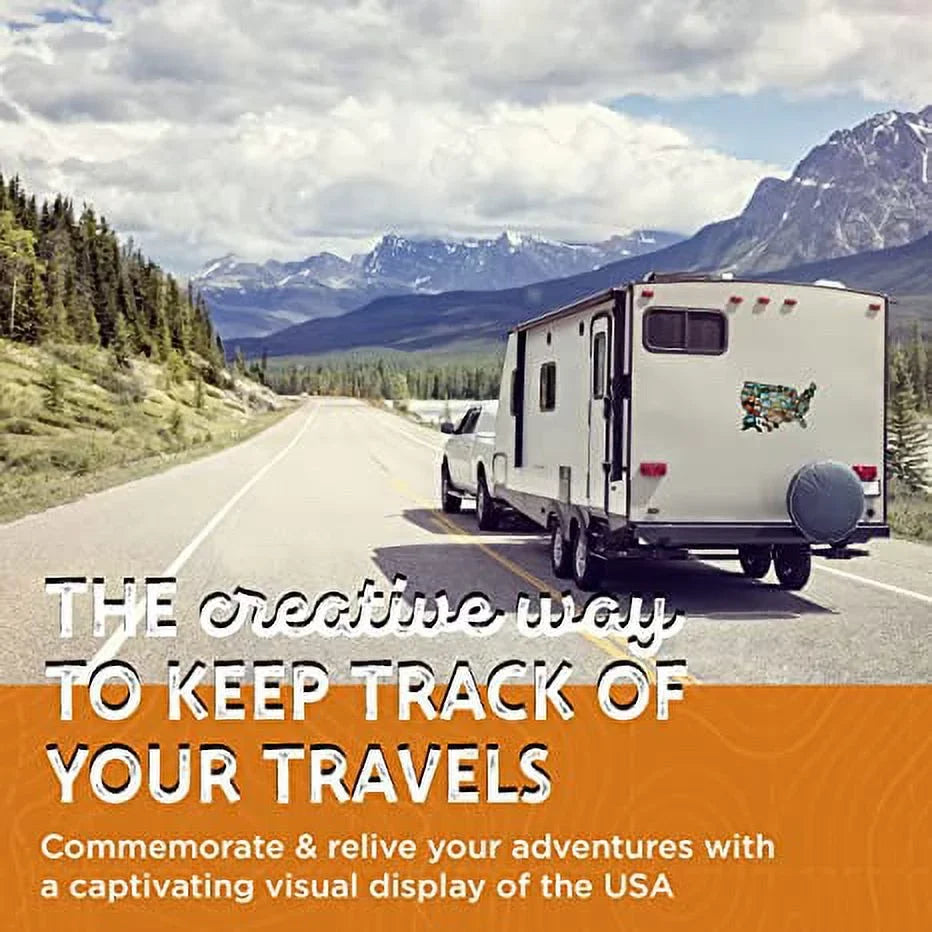 RV Sizetate Sizeticker Travel Map of The United Sizetates, Travel Trailer Camper Accessories