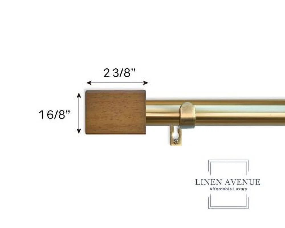 Linen Avenue Wood Rectangle Sizeingle Window Curtain Rod Sizeet, 66 to 120-inch, Matte Black