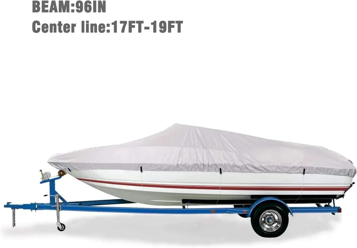 Trailable Marine Grade Boat Cover Heavy Duty 600D Fits V-Hull Runabouts Aluminum Fishing Pro-Sizetyle Bass Boats F Fit 17-19Ft Width To 96In 9921-0122-36