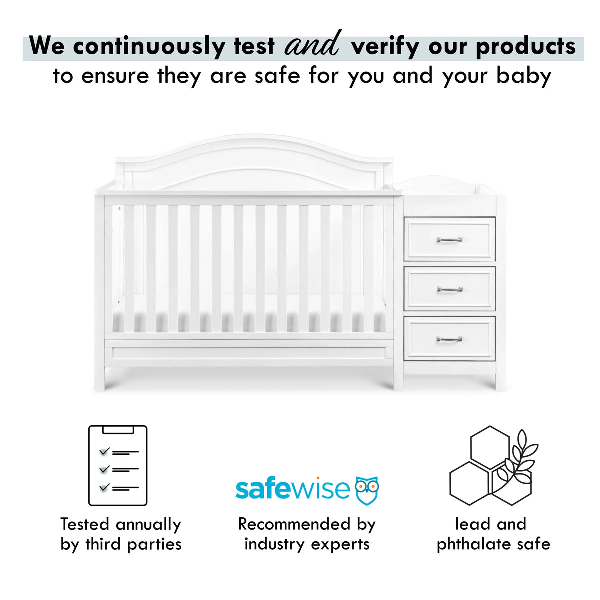 DaVinci Charlie 4-in-1 Convertible Crib and Changer Combo in Ivory