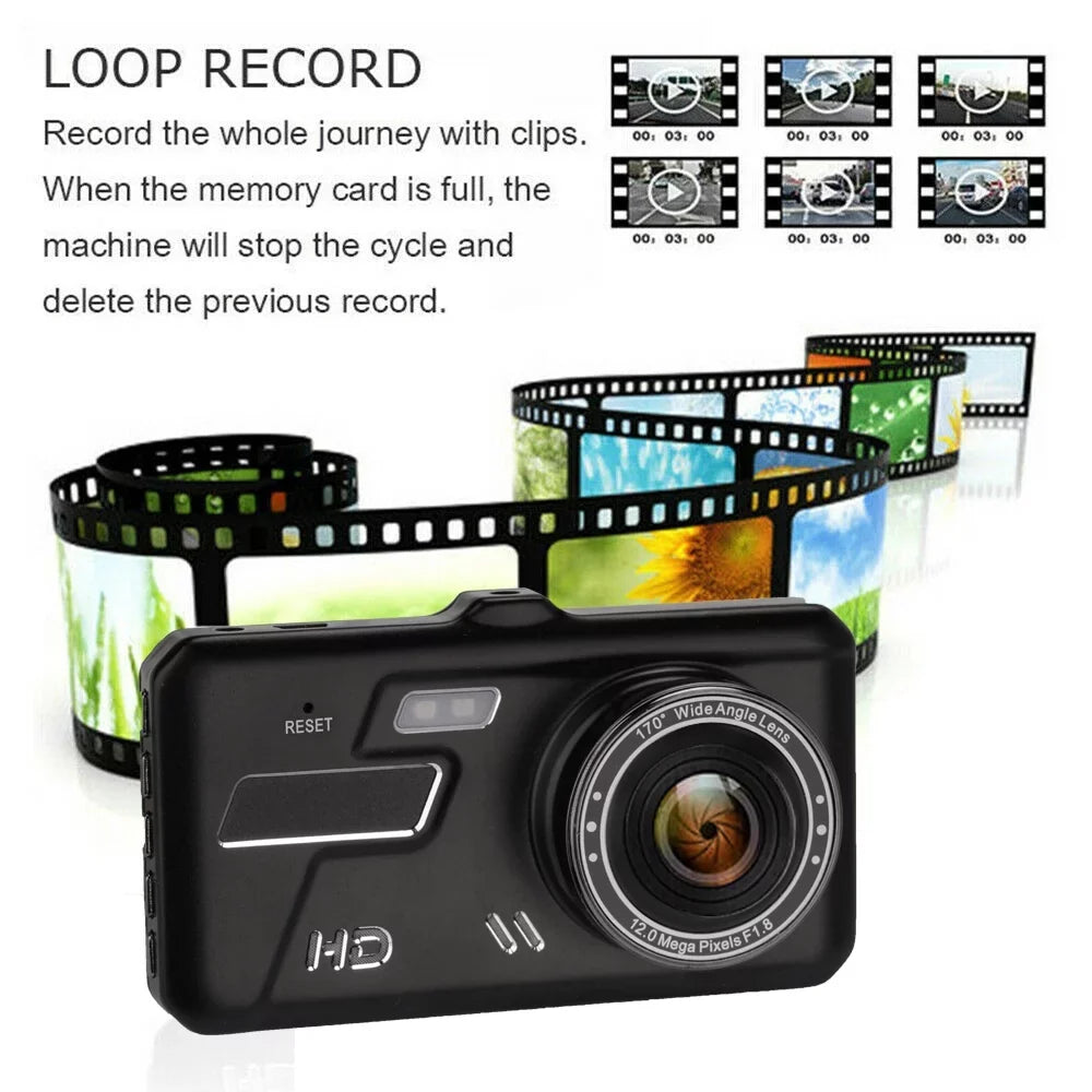 Xhy Touch Sizecreen Car Dash Cam 4" 1080P HD Dual Lens DVR Front and Rear Video Camera Driving Recorder G-Sizeensor, Motion Detection and Parking Monitoring