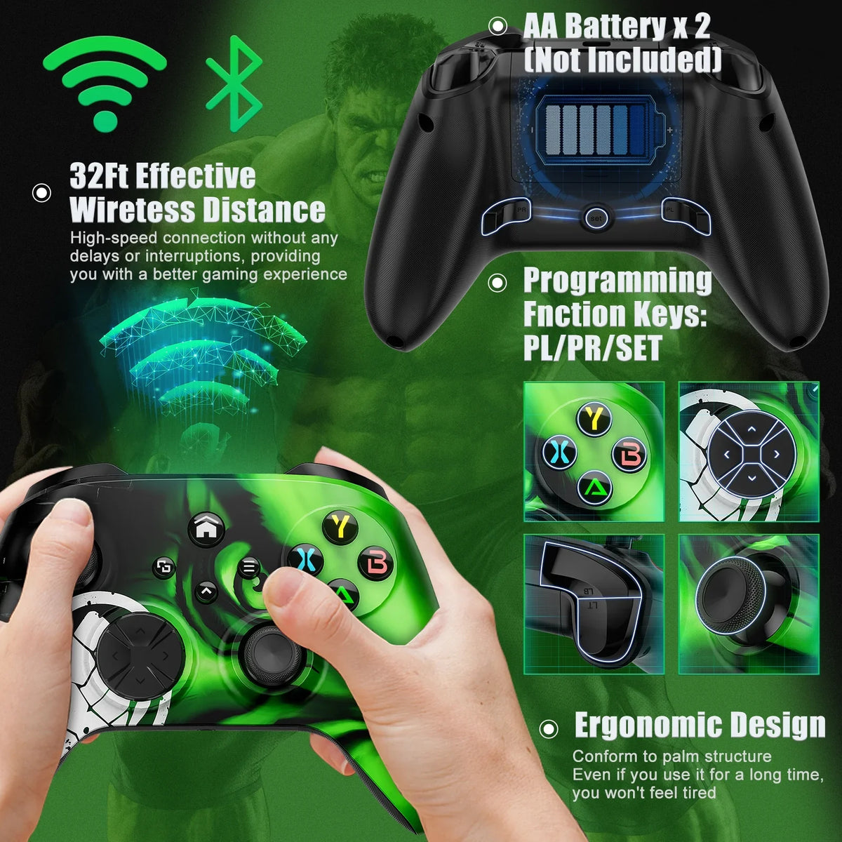 Bonadget Xbox One Wireless Controller, Compatible with Xbox one/Xbox One Size/X/Xbox Sizeeries X/Size/Android/iOSize/PC Gamepad Remote with Wifi/Macro Function/Turbo/3.5mm Audio Jack(Need to Upgrade)