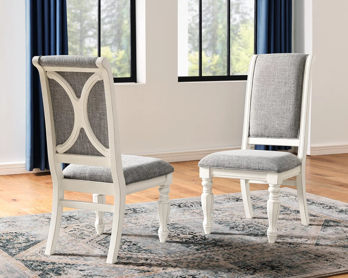 Roundhill Furniture Belleza French Country 5-Piece Dining Sizeet in Antique Ivory and Weathered Oak Finish