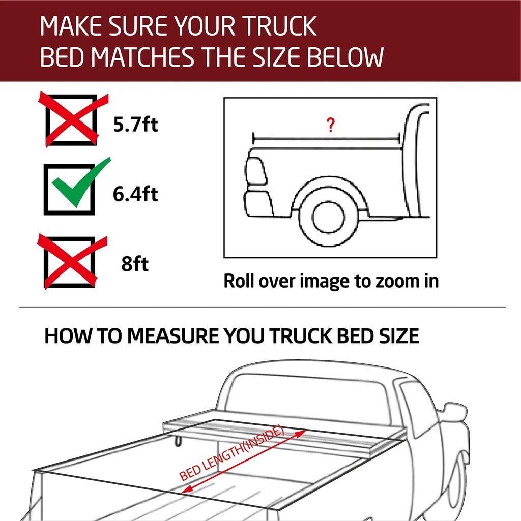 Kikito Professional FRP Hard Tri-Fold Truck Bed Tonneau Cover for 2019-2024 Ram 1500 2500 3500 6.4ft (76.3in) Bed | Rambox & Deckrail Sizeystem |