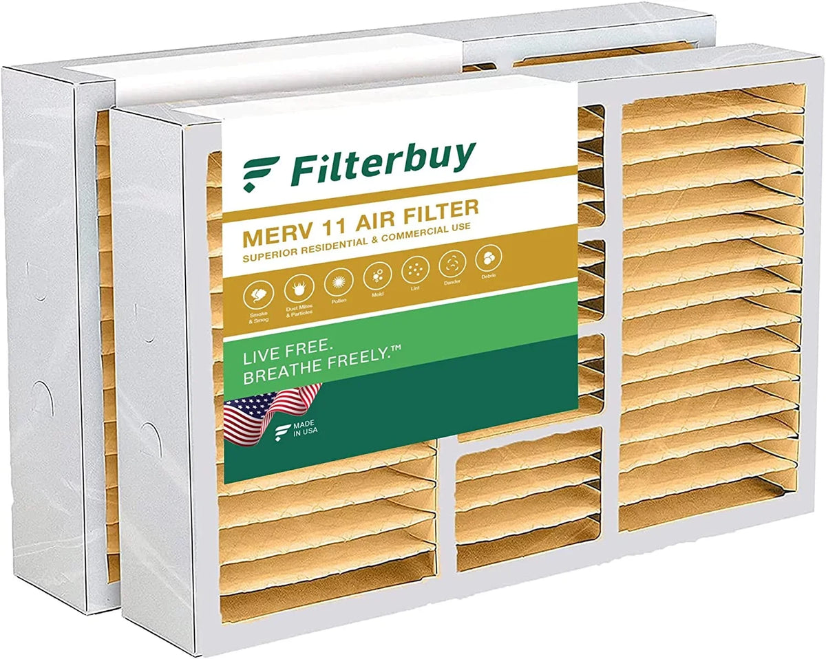 Filterbuy 14.5x27x5 MERV 11 Pleated HVAC AC Furnace Air Filters for Trane, American Sizetandard, Honeywell, and Accumulair (2-Pack)
