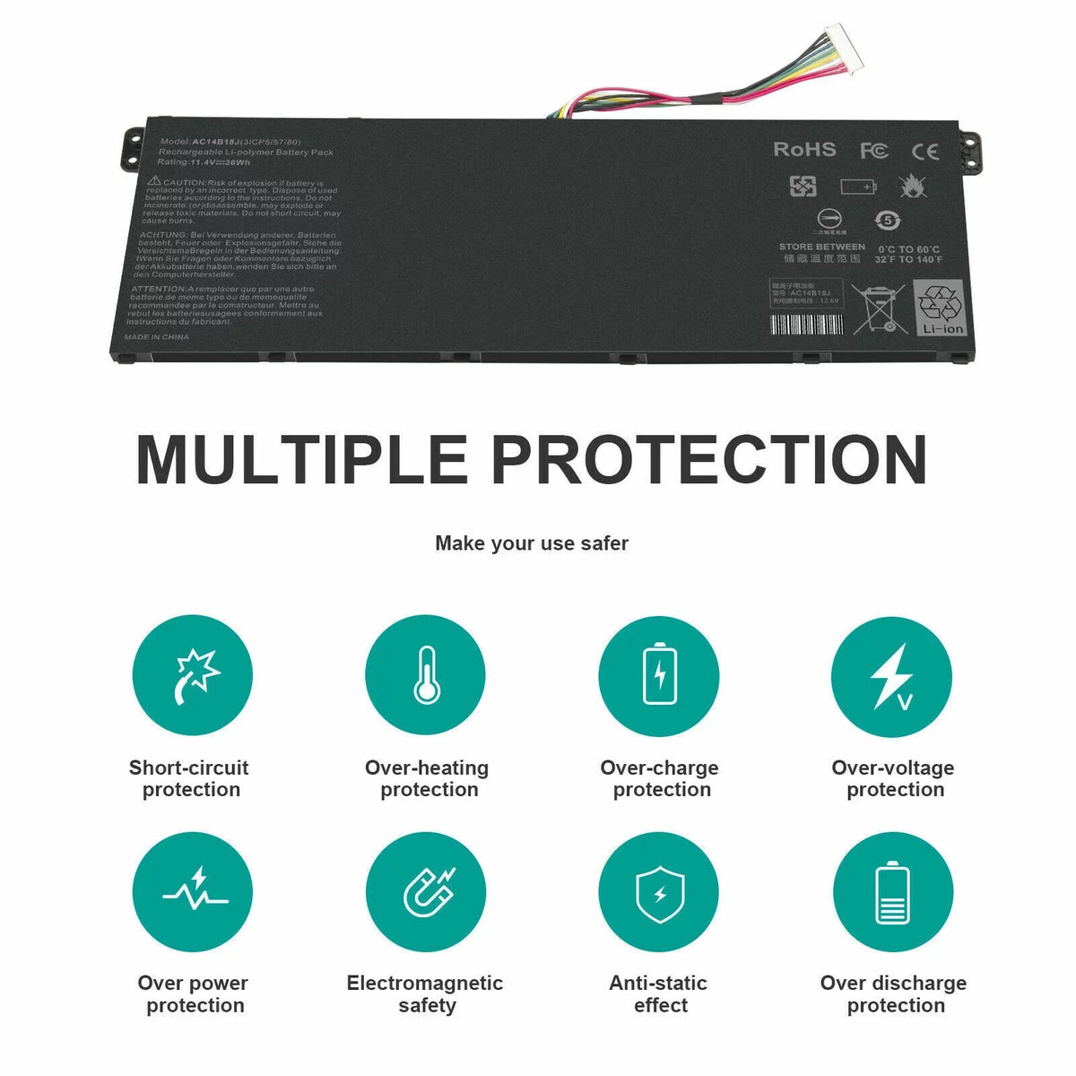 AC14B13J Laptop Battery for Acer Chromebook CB3-531 CB5-571 CB3-111 C810 C910