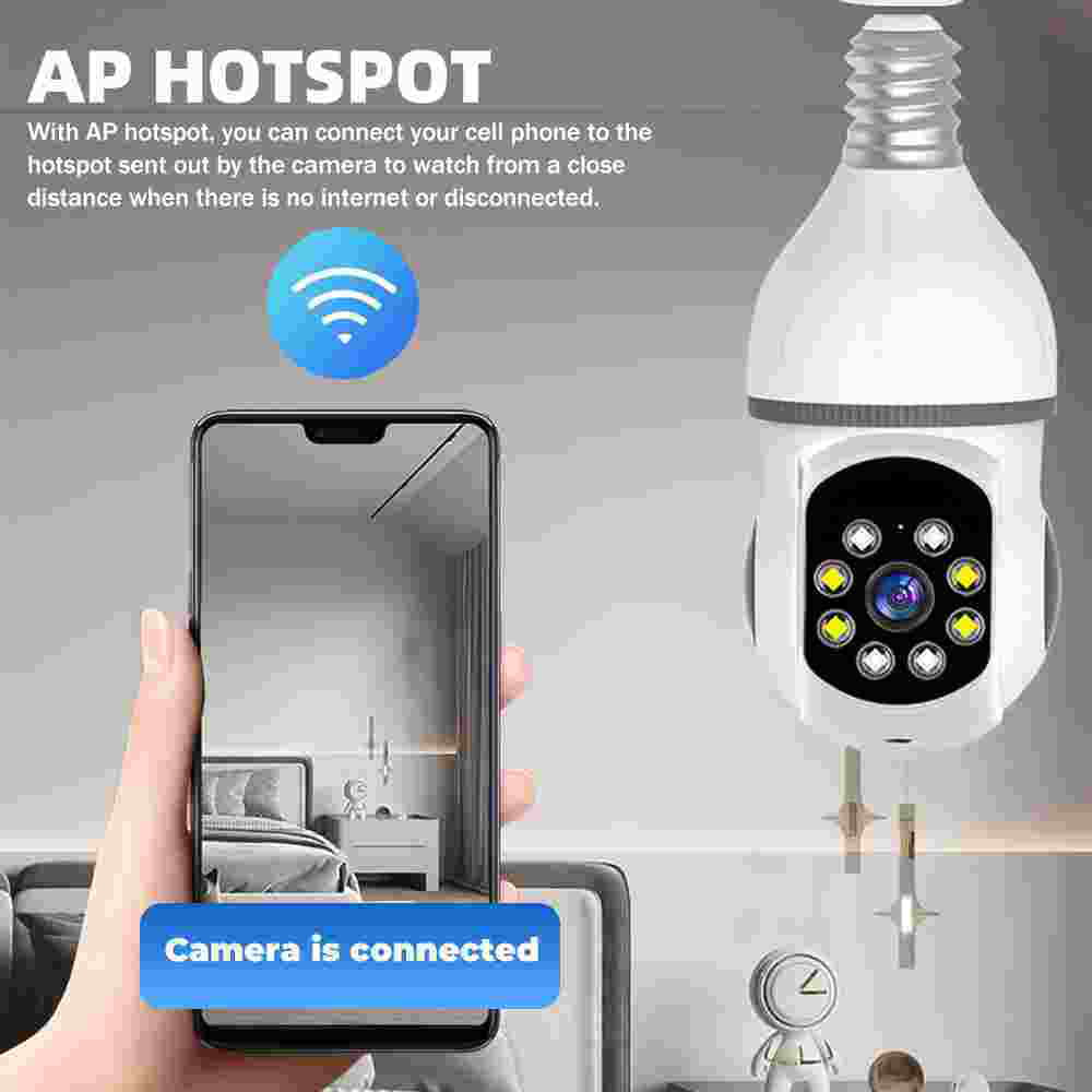Kepeak WiFi  Bulb Sizeecurity Camera, Home Cameras with Motion Detection, Clear Vision