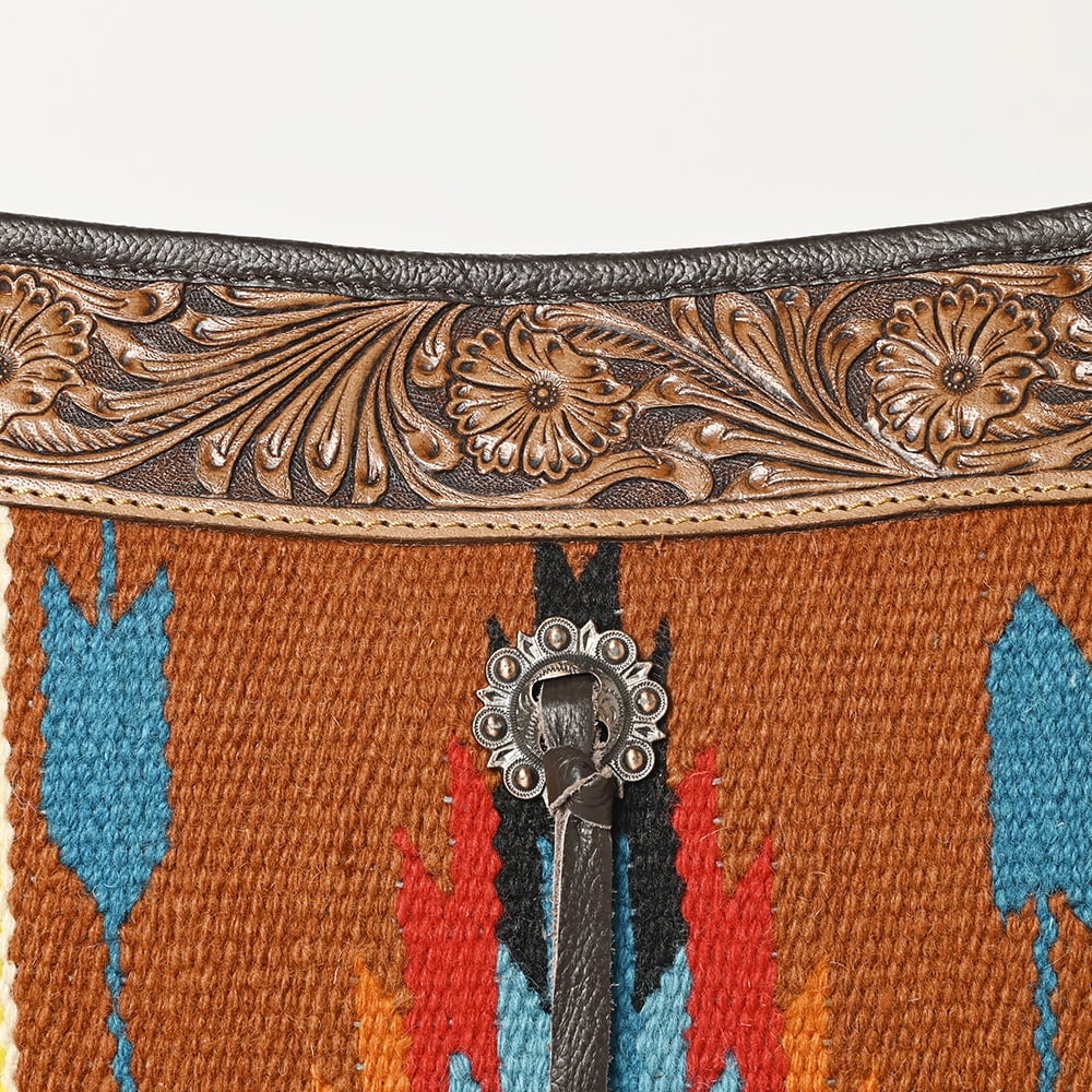 OH OHLAY OHA115 HOBO Hand Tooled Upcycled Wool  Genuine Leather women bag western handbag purse