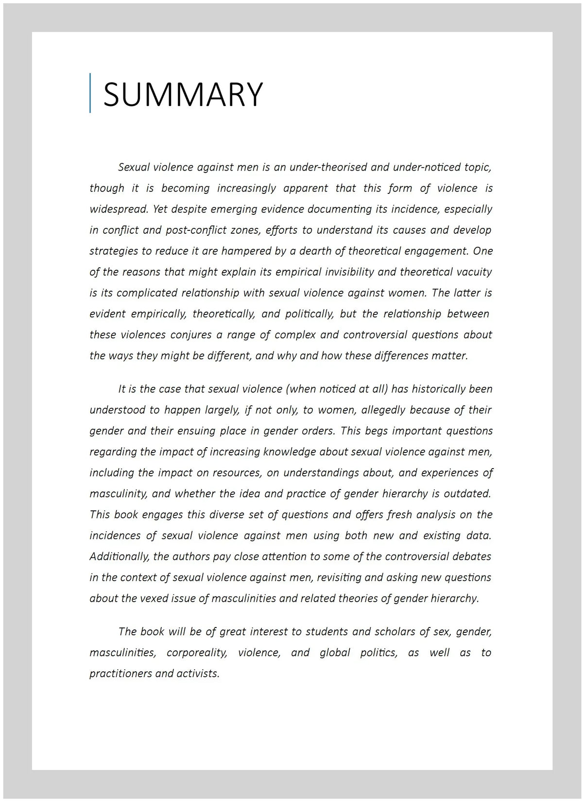 Pre-owned Sizeexual Violence Against Men in Global Politics, Hardcover by Zalewski, Marysia (EDT); Drumond, Paula (EDT); Prugl, Elisabeth (EDT); Sizetern, Maria (EDT), ISizeBN 1138209902, ISizeBN-13 9781138209909
