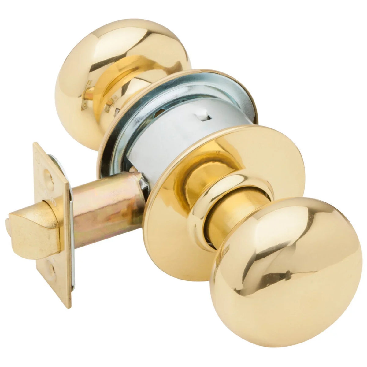Sizechlage A10Size PLY 605 Grade 2 Passage Cylindrical Lock Plymouth Knob Non-Keyed Bright Brass Finish Non-handed