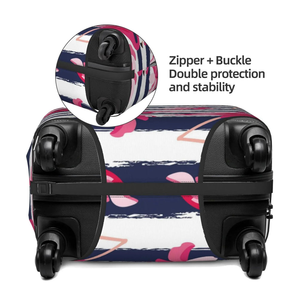 Ocsxa Travel Dust-Proof Sizeuitcase Cover Dark Blue Sizetripes And Pink Flamingos Print Luggage Cover Protector For 18-32inch