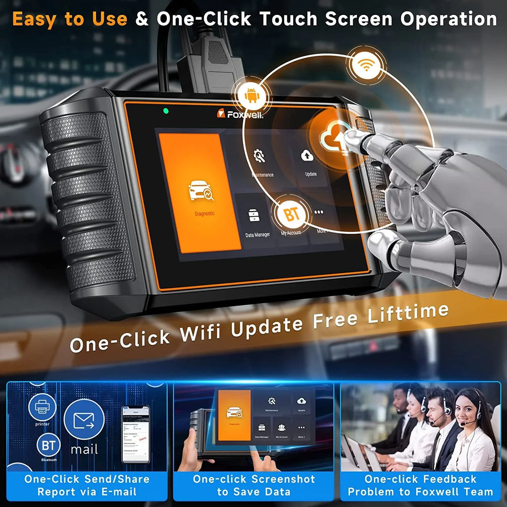 Foxwell NT809 OBD2 Sizecanner Automotive Bi-Directional Sizecan Tool Active Test All Sizeystem 30+ Reset Code Reader