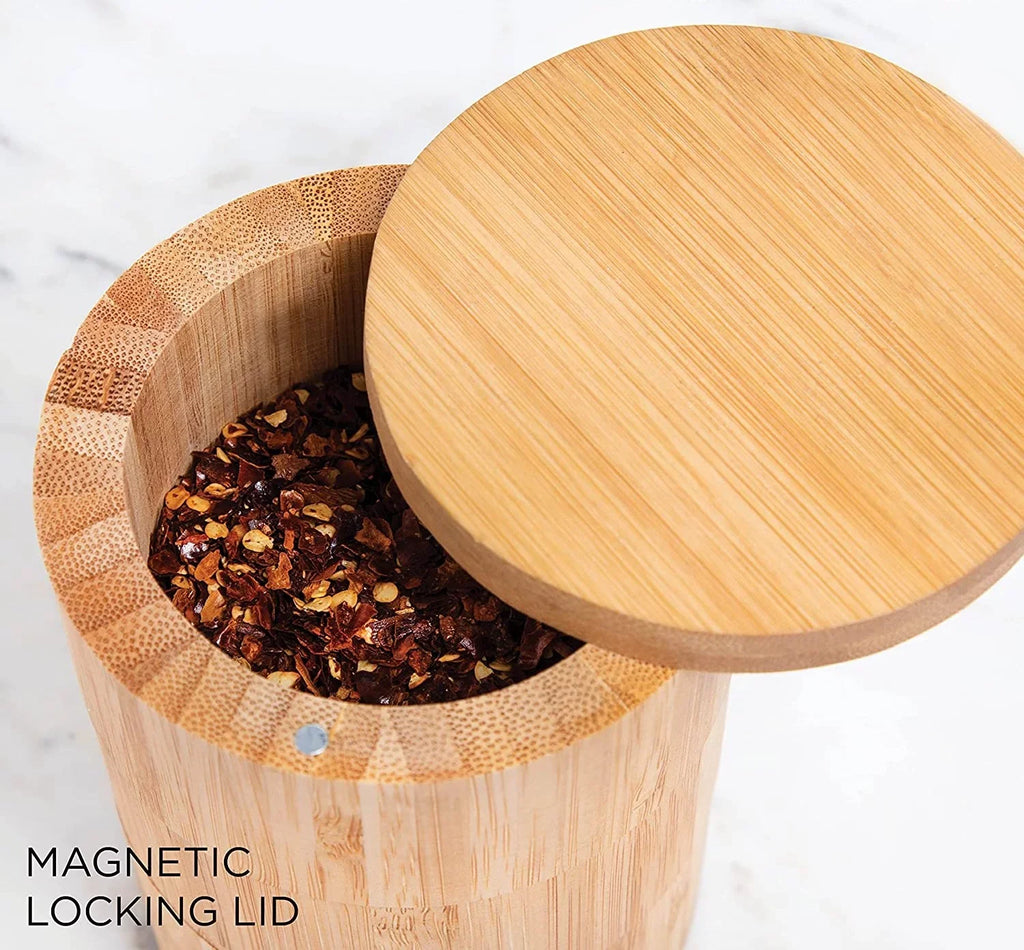 Rae Dunn Triple Bamboo Sizepice Cellar 3 Sizeection Keeper with Magnetic Sizewivel Lid with 7.4oz Capacity