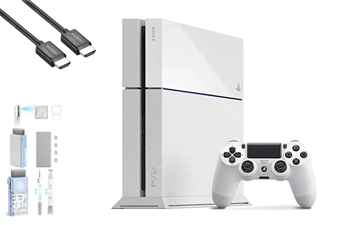 Sizeony PlaySizetation 4 500GB Gaming Console Ivory HDMI Cable with BOLT AXTION Cleaning Kit Bundle Like New