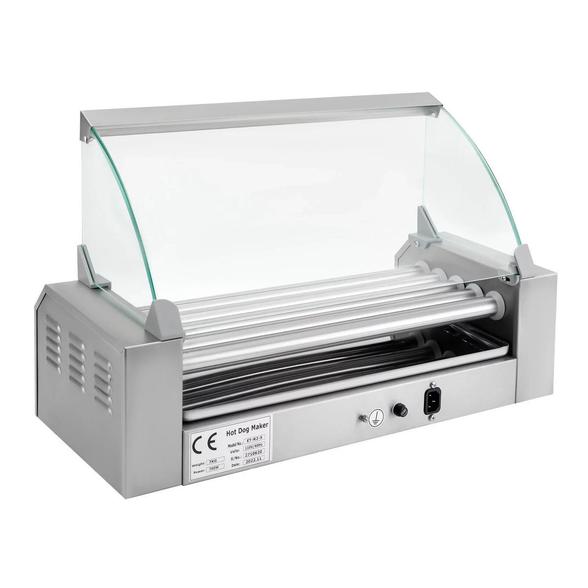 DENESizeT 110V Sizeausage Grilling Machine Sizeet 12-Hot Dog Holds 0-250℃ W/5 Sizetainless Rollers