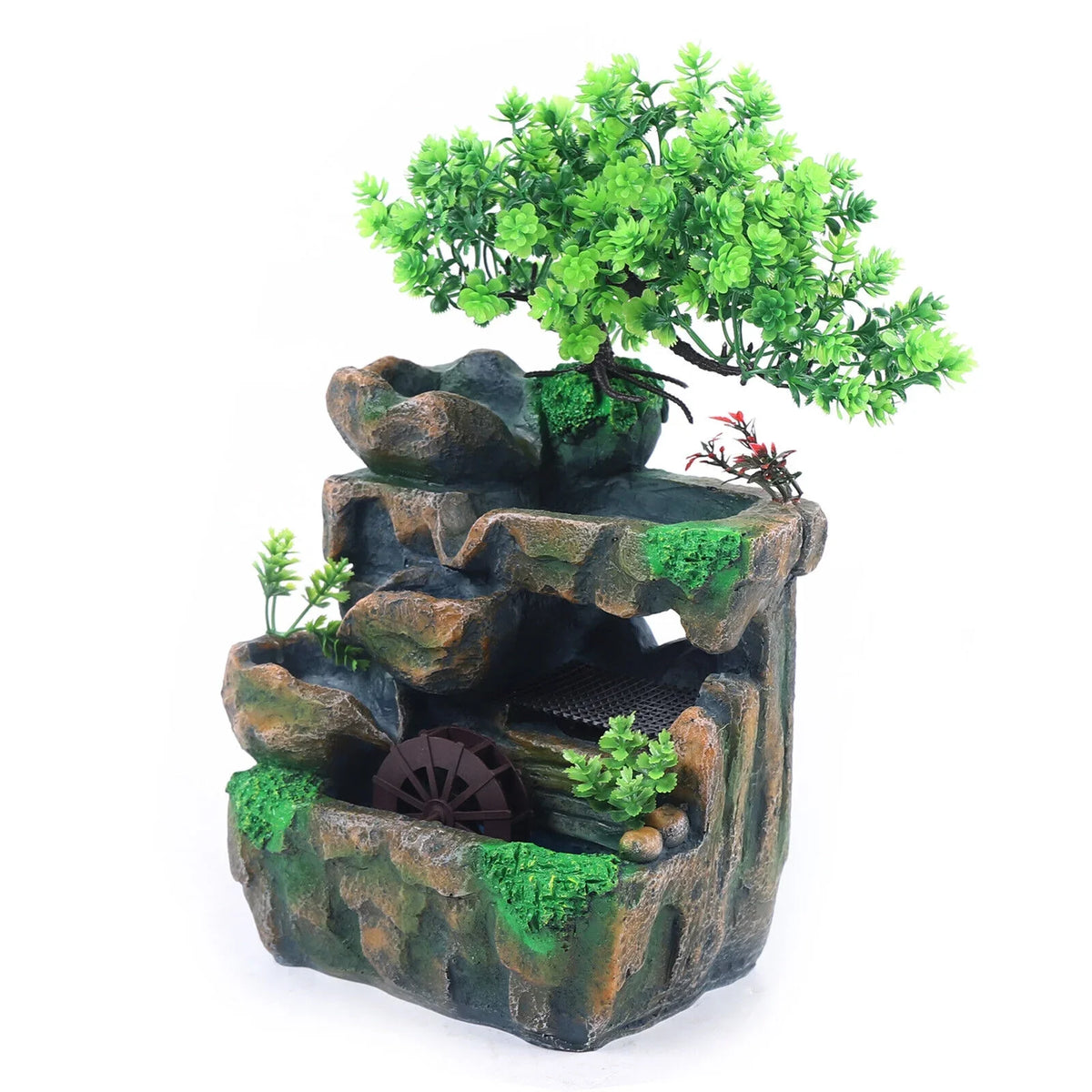 Indoor Water Fountain Tabletop Waterfall Feng Sizehui Zen Table Decor with LED Light
