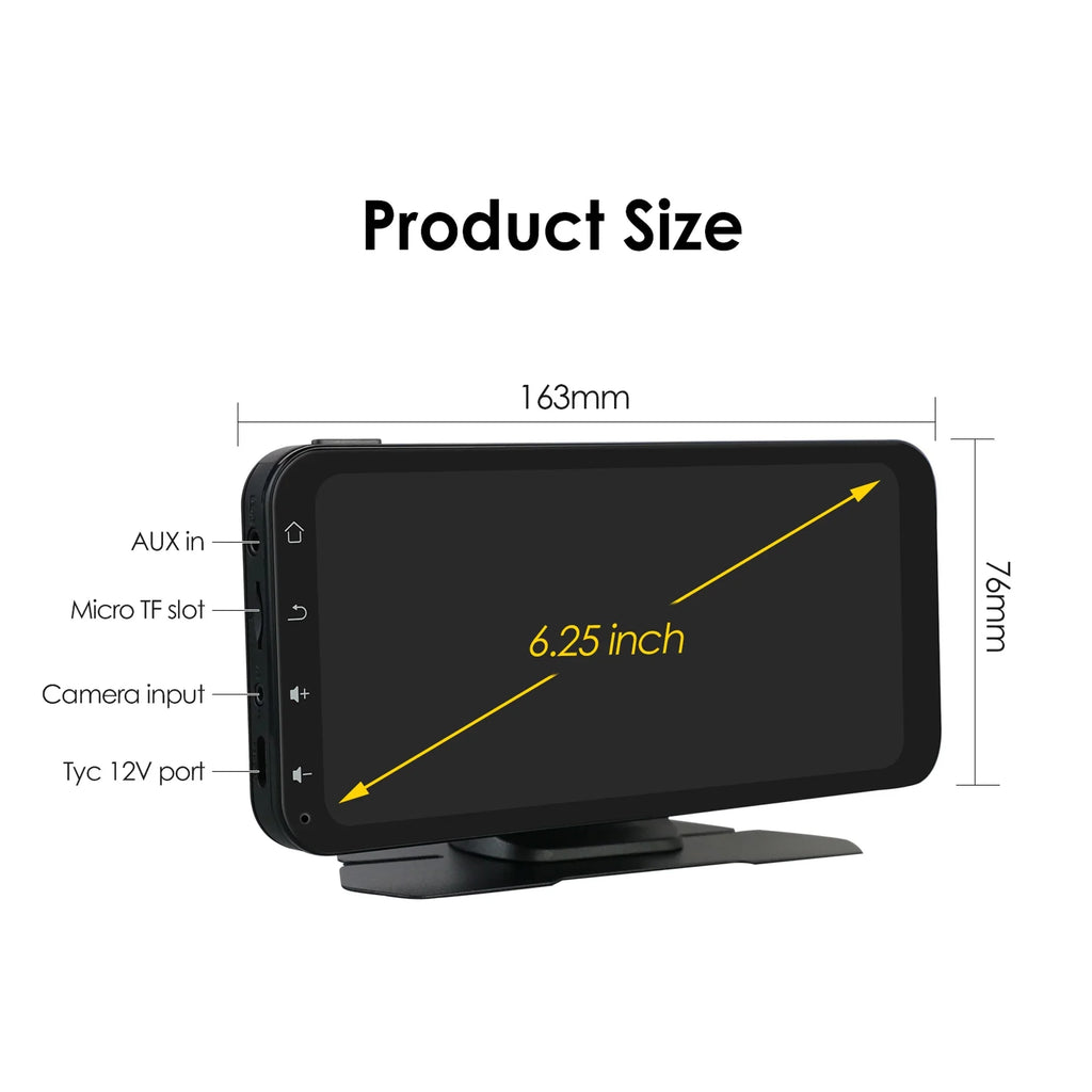 Hizpo GPSize Navigation Bluetooth 6.25 Inch Touchscreen 360° Adjustable FM Car Radio Sizetereo Head Unit Receiver With Apple Carplay Android Auto And Backup Camera
