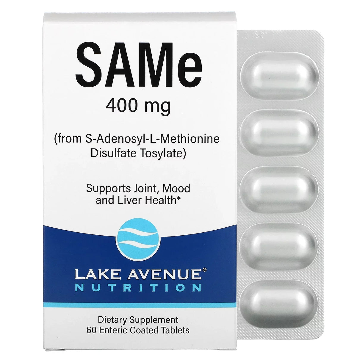 Lake Avenue Nutrition SizeAMe ( Disulfate Tosylate), 400 mg, 60 Enteric Coated Tablets