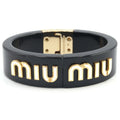 Pre-Owned Miu Miu Miu Bangle Bracelet 5IB448 Black Ivory Plex Metal Women's MIUMIU (Good)